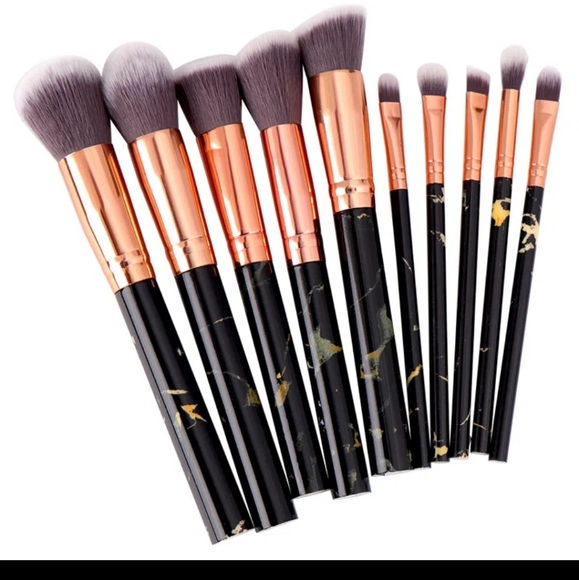 Other - 10 pcs Marble Makeup Brushes black